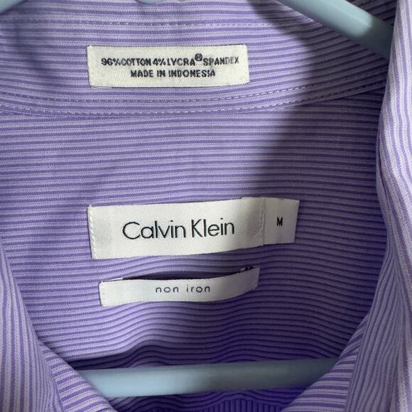 Calvin Klein Purple Button Up Collared Long Sleeve Non Iron Shirt US Men's M - Picture 4 of 6